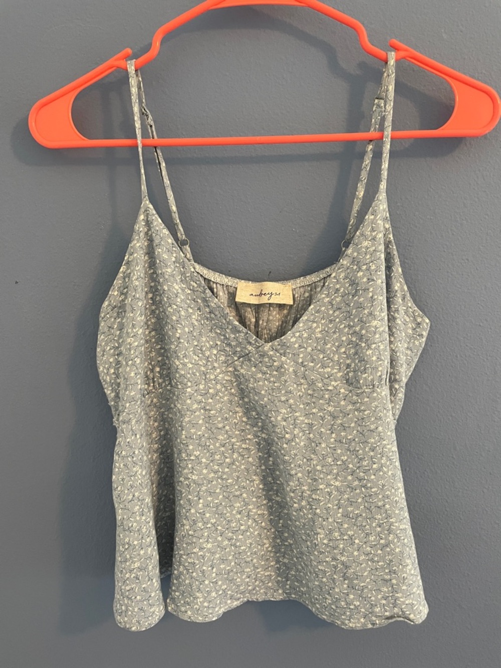 Audrey 3+1 Light Blue Floral Spaghetti Strap Tank